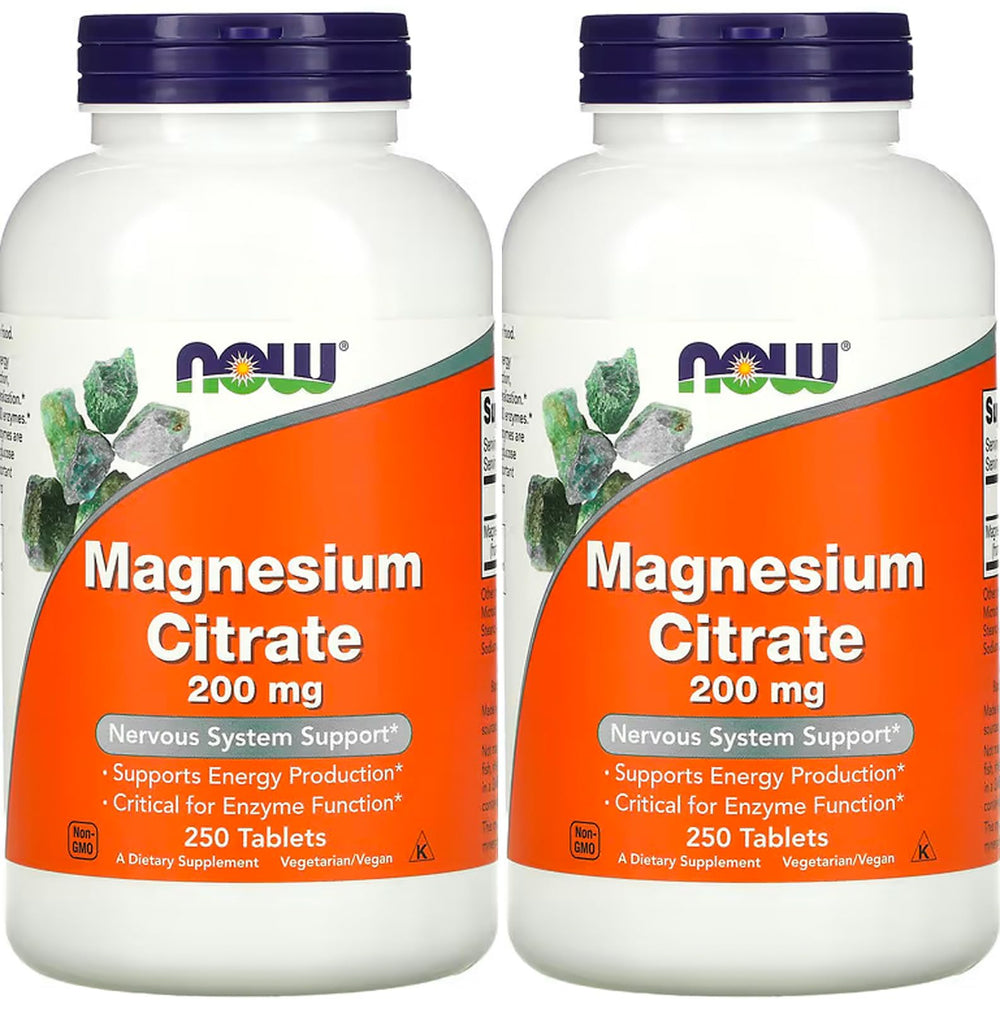 NOW Foods Magnesium Citrate 200 mg bottle with 250 tablets (pack of 2)