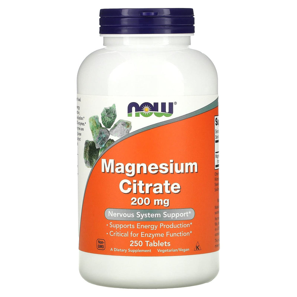 Unflavored Magnesium Citrate tablets by NOW Foods, 200 mg per tab, 250 tabs per bottle