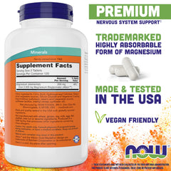 Close-up of Now Foods Magnesium Glycinate label