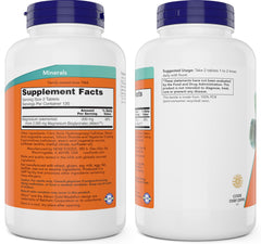 Supplement facts panel for Now Foods Magnesium Glycinate