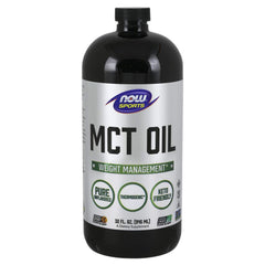 NOW Foods MCT 100% Oil bottle, 32 fl oz - front view