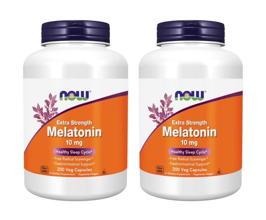 NOW Foods Melatonin 10 mg Extra Strength bottle - front view (Pack of 2)