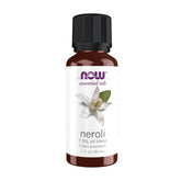 NOW Foods Neroli Oil bottle closeup for calming aromatherapy sessions
