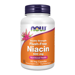 NOW Foods Niacin 500 mg flush-free veggie capsules bottle front