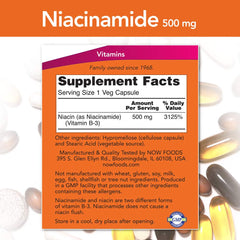 Close-up of Niacinamide 500mg capsules for energy production