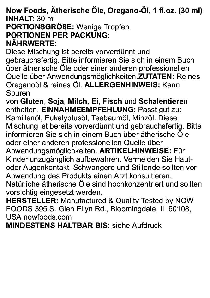 NOW Foods Oil Of Oregano 25% 1 oz bottle with packaging