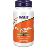NOW Foods Pancreatin 2000mg capsules bottle for convenient digestive support with meals