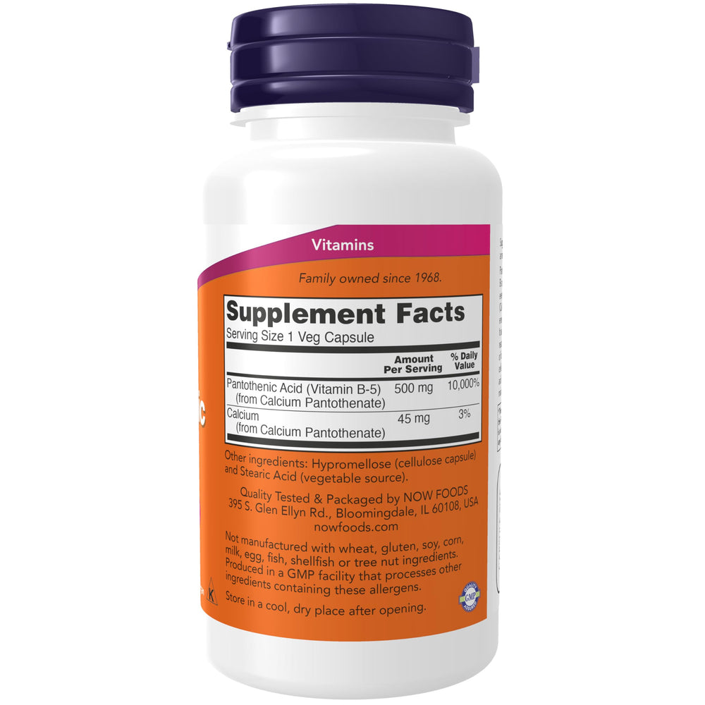 Close-up of Pantothenic Acid 500 mg capsules