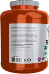 NOW Foods pea protein label close-up shows non-GMO plant-based nutrition