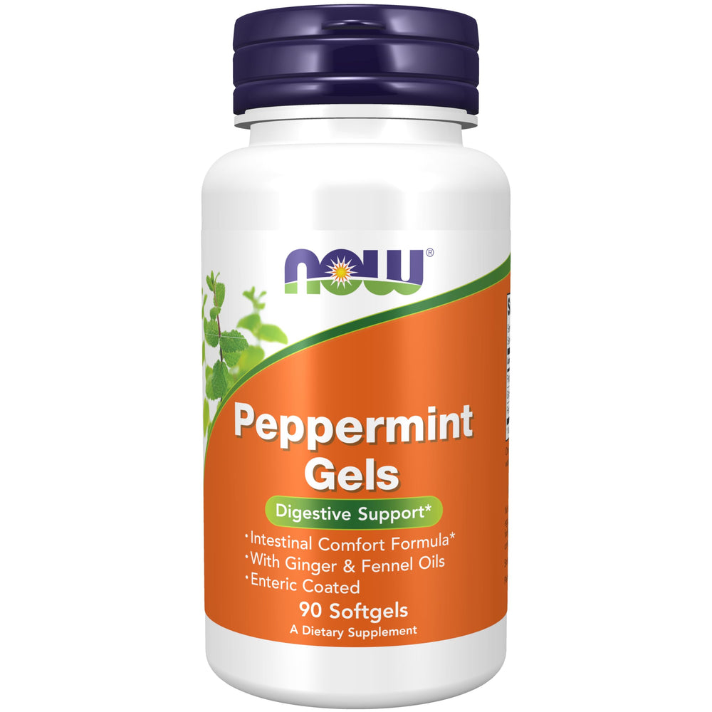 NOW Foods Peppermint Gels bottle with label