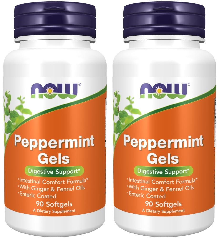 Now Foods Peppermint Gels with Ginger & Fennel Oils packaging