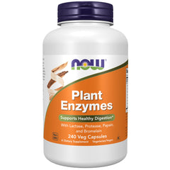 NOW Foods Plant Enzymes with Lactase, Protease, Papain and Bromelain 240 Veg Capsules front label