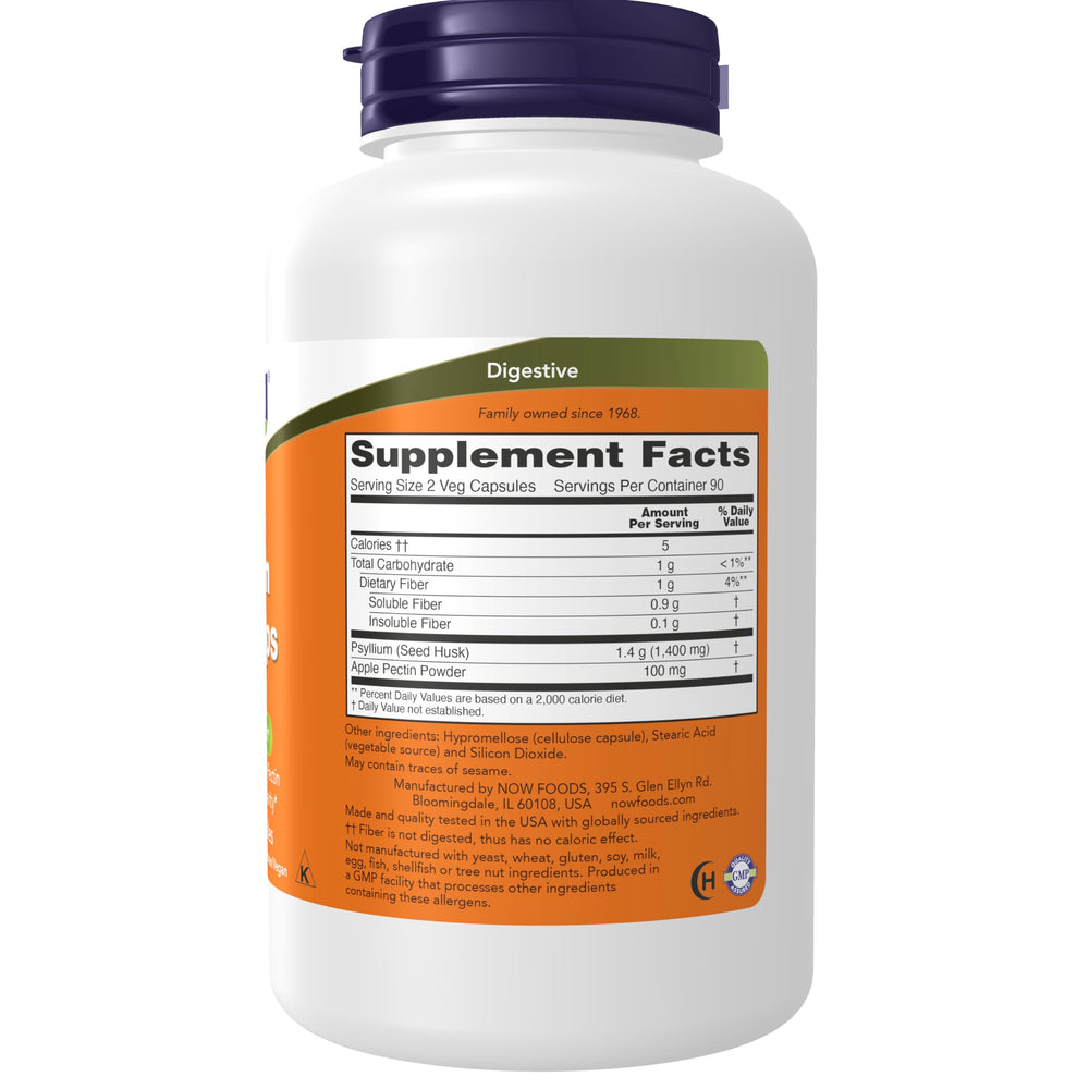 Psyllium husk capsules container on white background