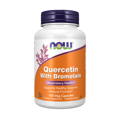 NOW Foods Quercetin with Bromelain capsules close-up showing daily immune support potential