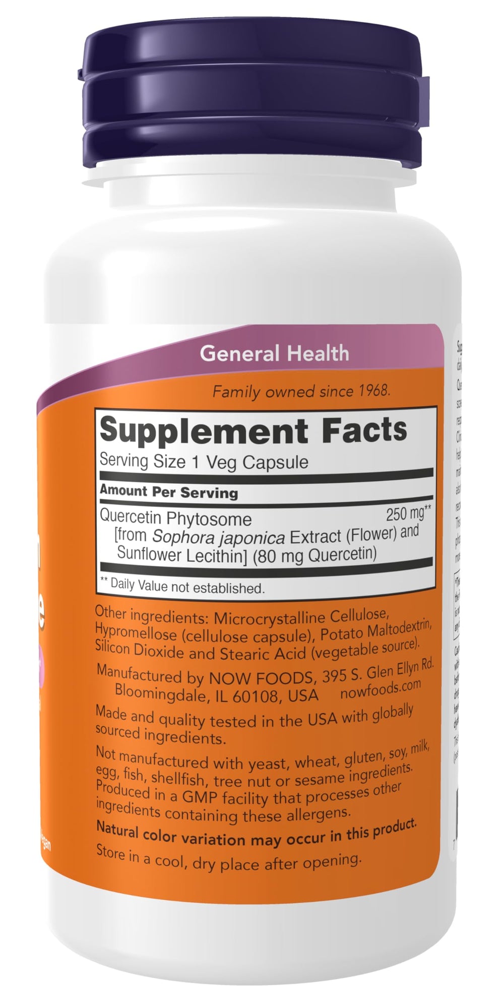 Quercetin Phytosome 250mg capsules bottle close-up