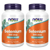 Front view of NOW Foods Selenium 200 mcg VCaps 180-count bottle Pack of 2