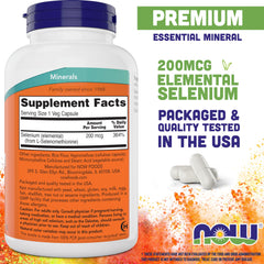 Now Foods Selenium 200mcg 300-count bottle back label