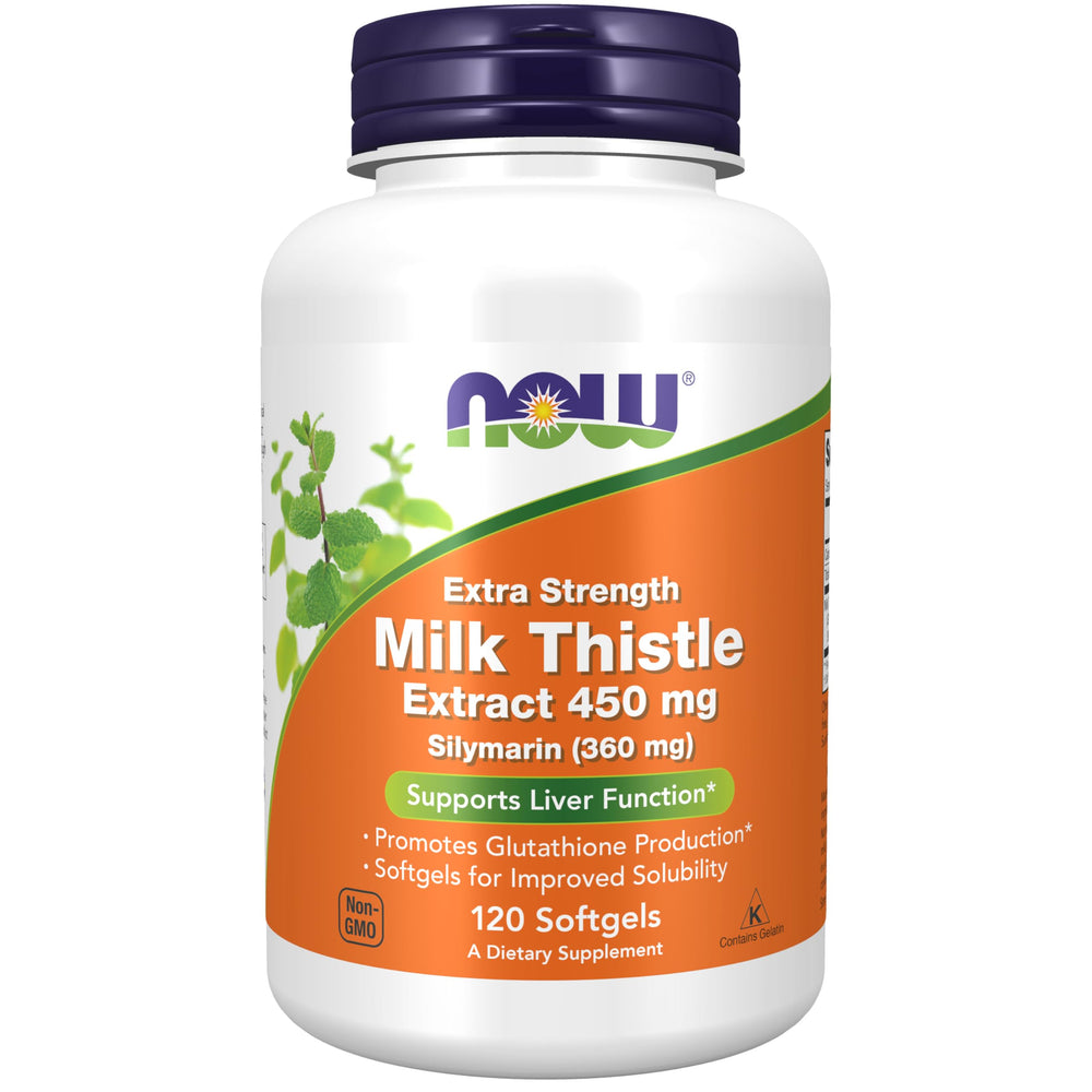 NOW Foods Silymarin Milk Thistle 450 mg softgel bottle 120-count