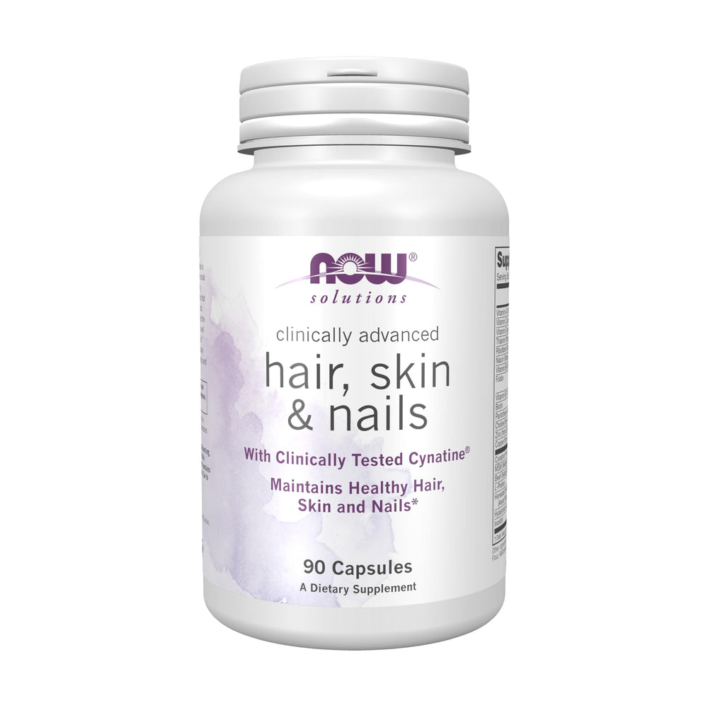 NOW Foods Solutions Hair Skin Nails bottle with label