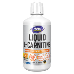 NOW Foods Sports Liquid L-Carnitine Citrus bottle label with 1000 mg