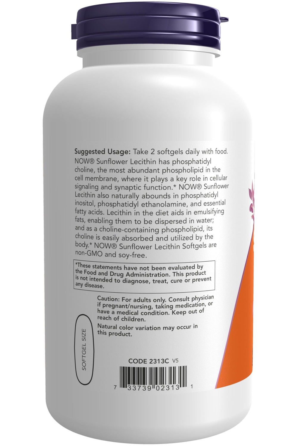 NOW Foods Sunflower Lecithin bottle with label and capsules