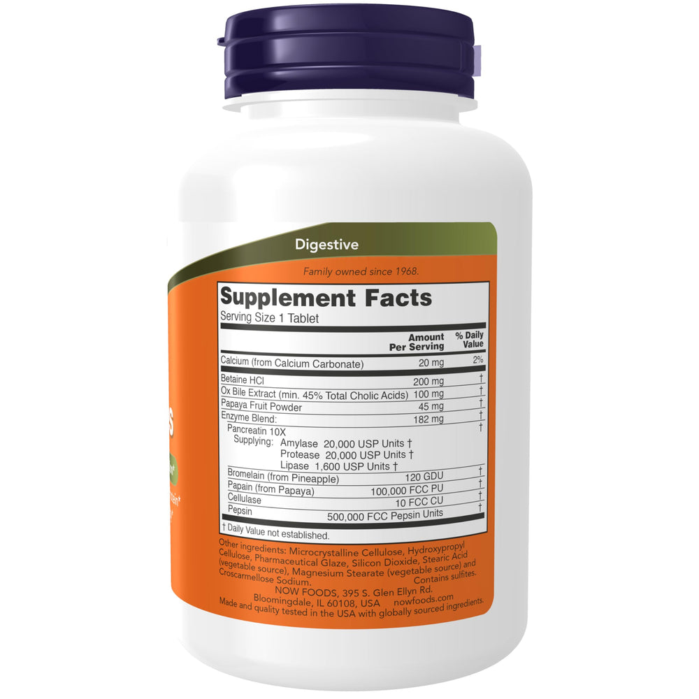 NOW Foods Super Enzymes bottle close-up with label