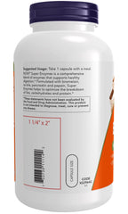 NOW Foods Super Enzymes capsules closeup shows potent enzyme blend