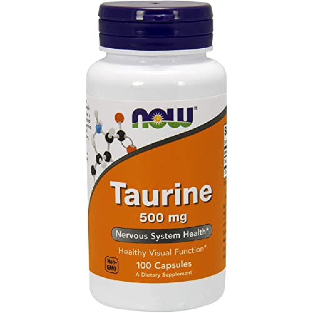NOW Foods Taurine 500 mg capsules bottle - front view
