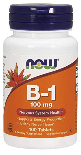 NOW Foods Vitamin B-1 (Thiamine) 100 mg bottle with 100 tablets — Pack of 2