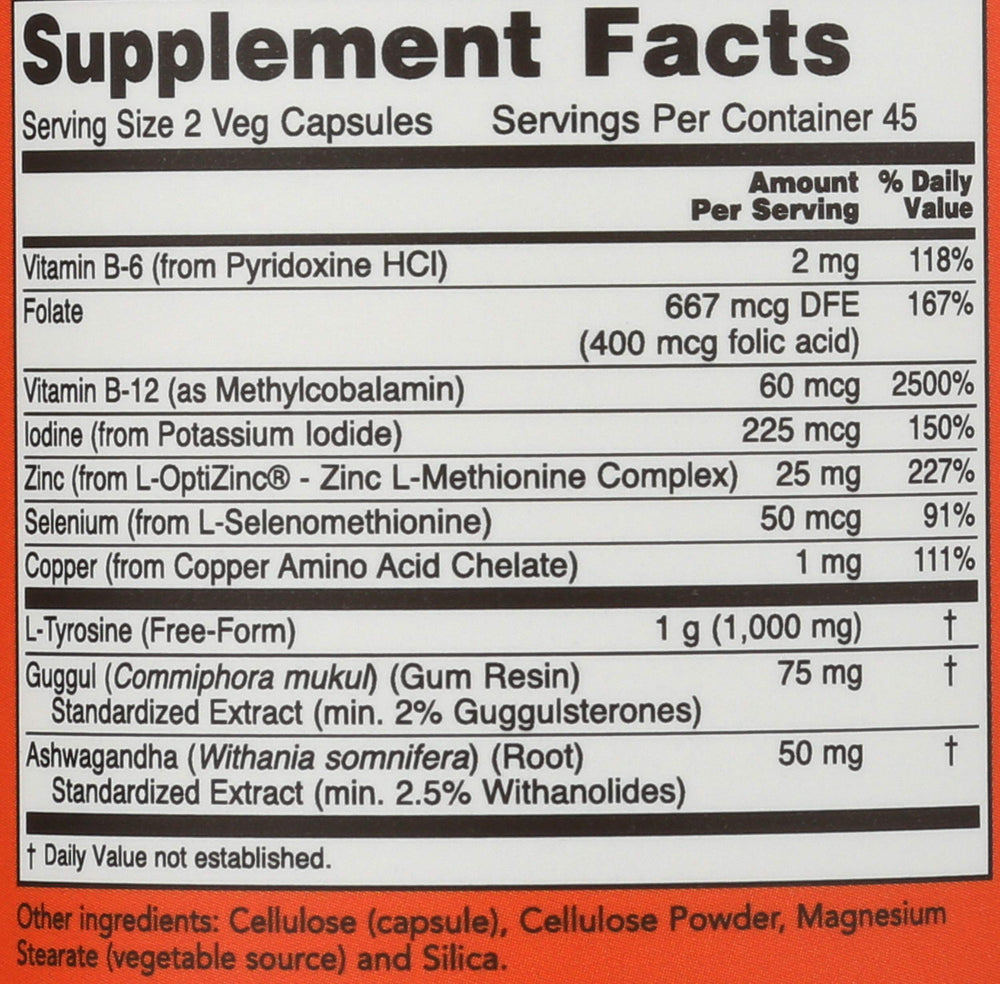 NOW Foods Thyroid Energy 90 VCaps product label