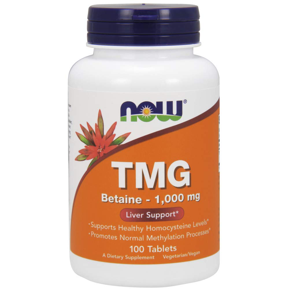 NOW Foods TMG 1000 mg tablets bottle front view