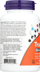 Nutrition facts label for True Calm amino relaxer