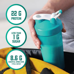 NOW Foods vanilla shake-ready image in cup illustrates creamy blend
