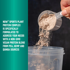NOW Foods vegan athlete shake prep lifestyle image showcases on-the-go nutrition