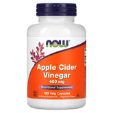 NOW Foods vinagre de sidra de manzana, botella de 180 cápsulas, uso diario posible