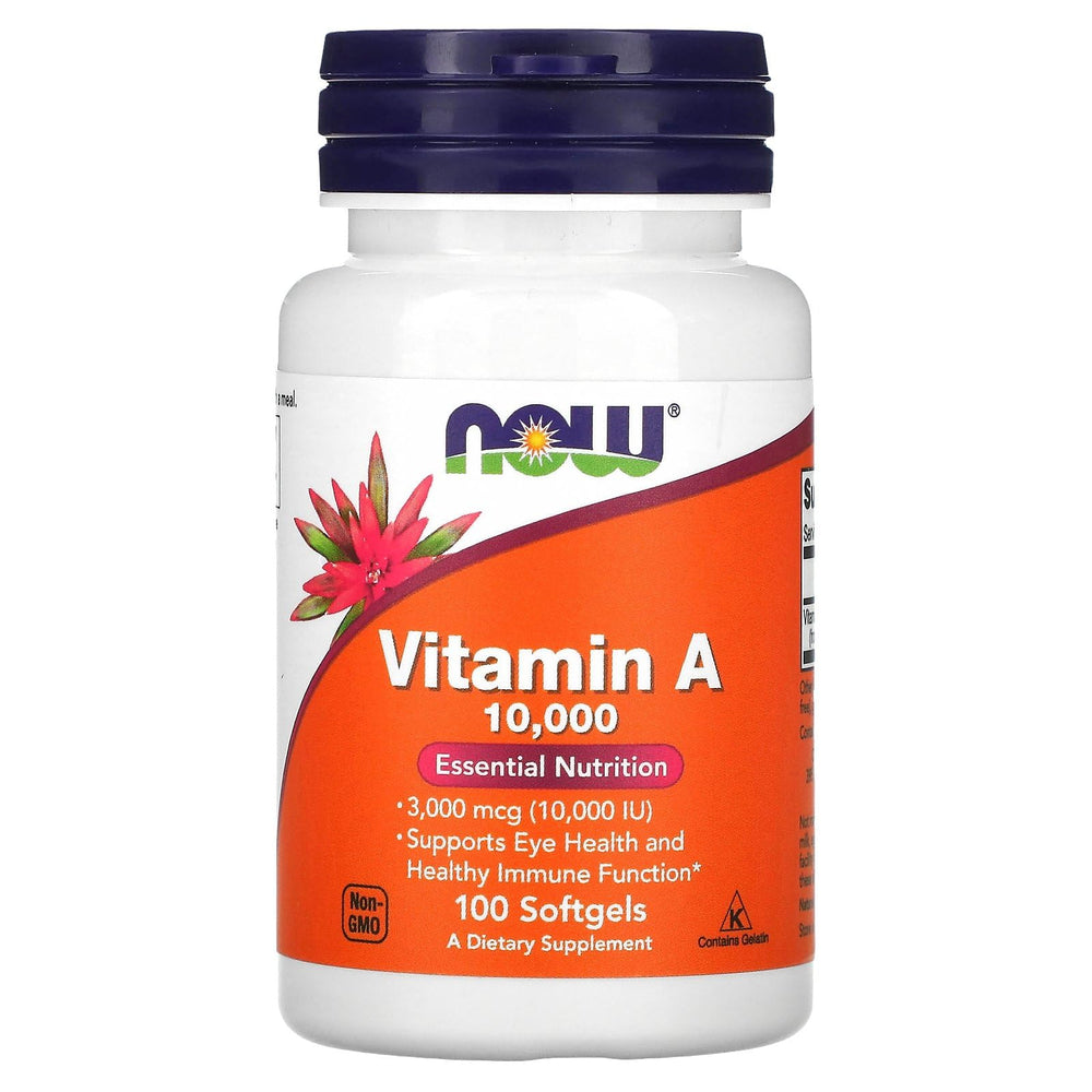 Now Foods Vitamin A 10,000 IU softgels bottle front