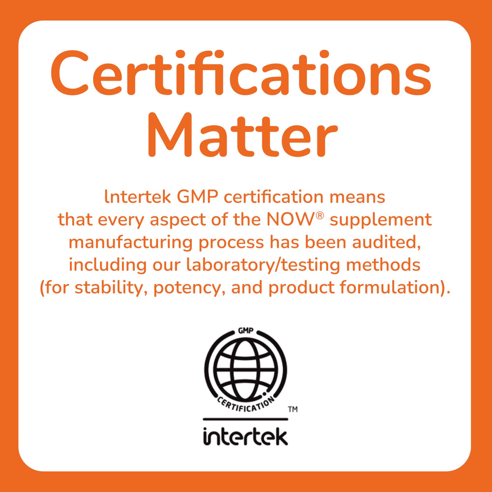 GMP quality assurance badge for NOW Foods product