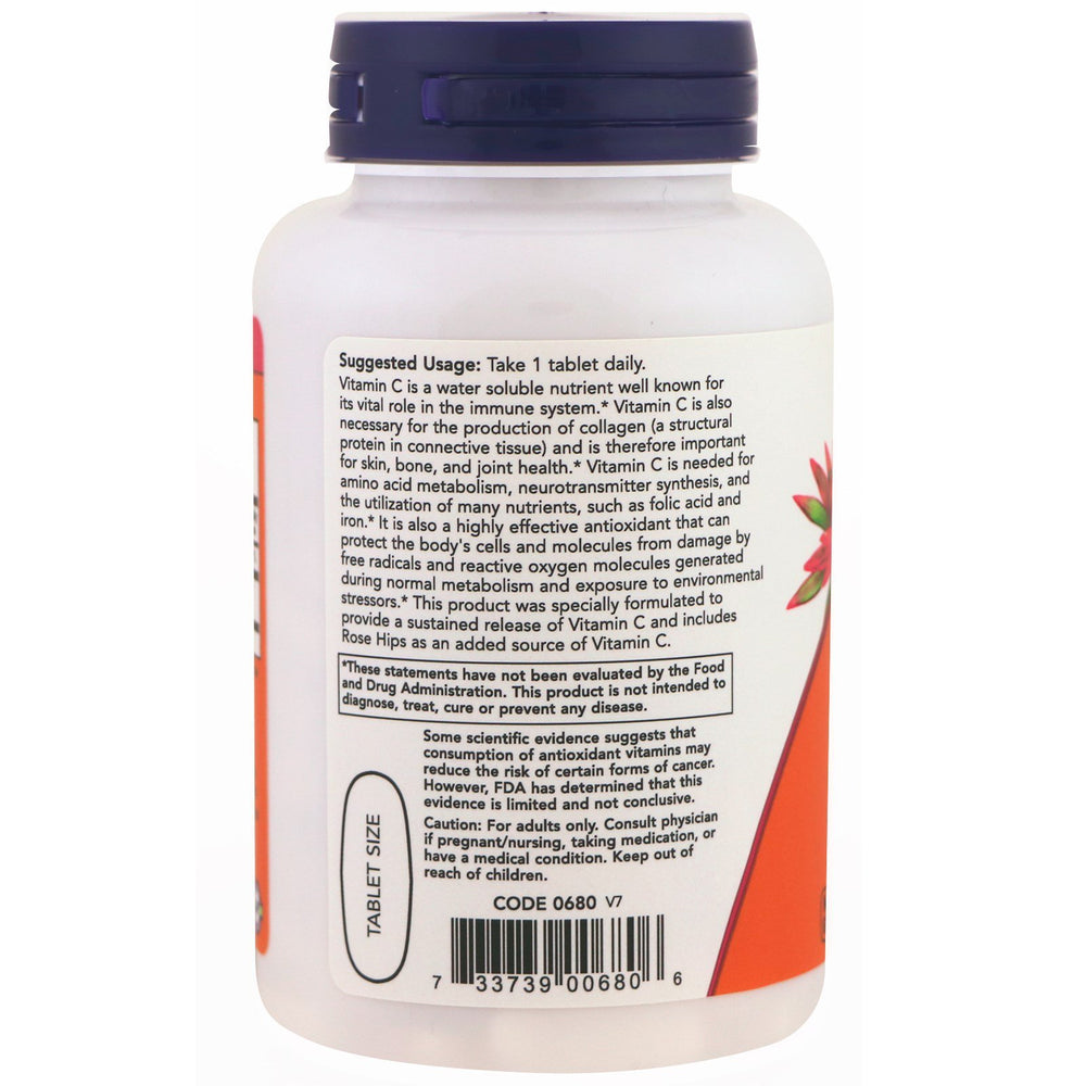 Supplement facts for Now Foods Vitamin C-1000 Sustained Release
