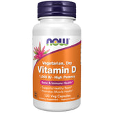 NOW Foods Vitamin D 1,000 IU Dry Veg Capsule bottle front view