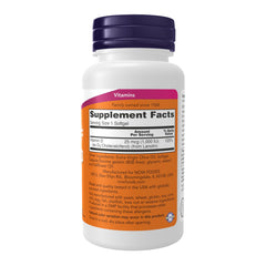 NOW Foods Vitamin D-3 1000 IU softgels bottle with label