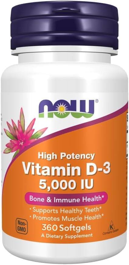 Now Foods Vitamin D3 5000 IU bottle front view