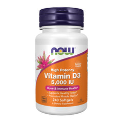 NOW Foods Vitamin D-3 5,000 IU softgels bottle