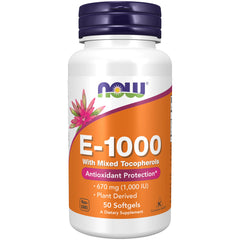 NOW Foods Vitamin E 1000 IU Mixed Tocopherols bottle label