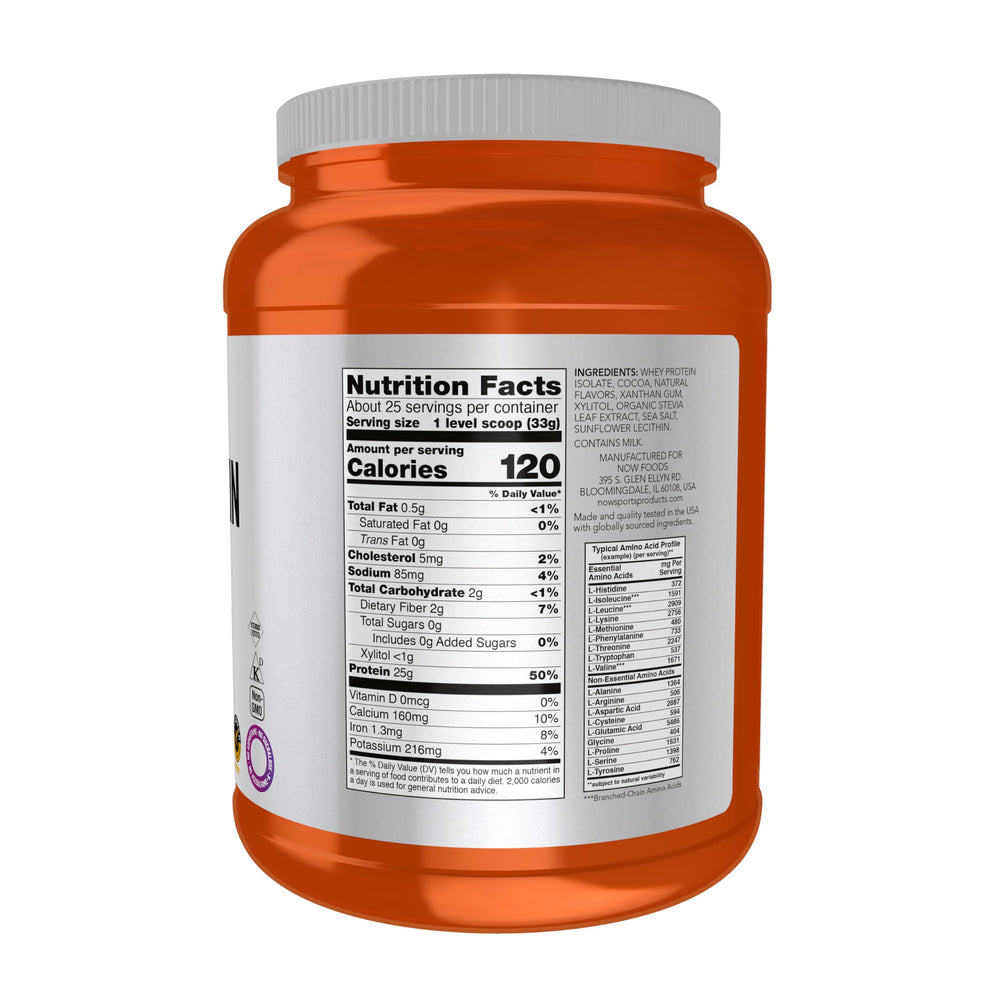 NOW Foods Whey Protein Isolate serving scoop showing precise protein portion for tracking