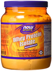 NOW Foods Whey Protein Isolate unflavored front label highlighting pure, all-natural protein for post-workout fueling.