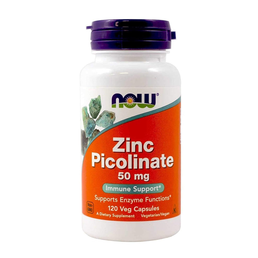 NOW Foods Zinc Picolinate 50 mg bottle - 120 capsules front view
