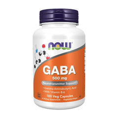 NOW Gaba 500mg vegan capsules bottle front view