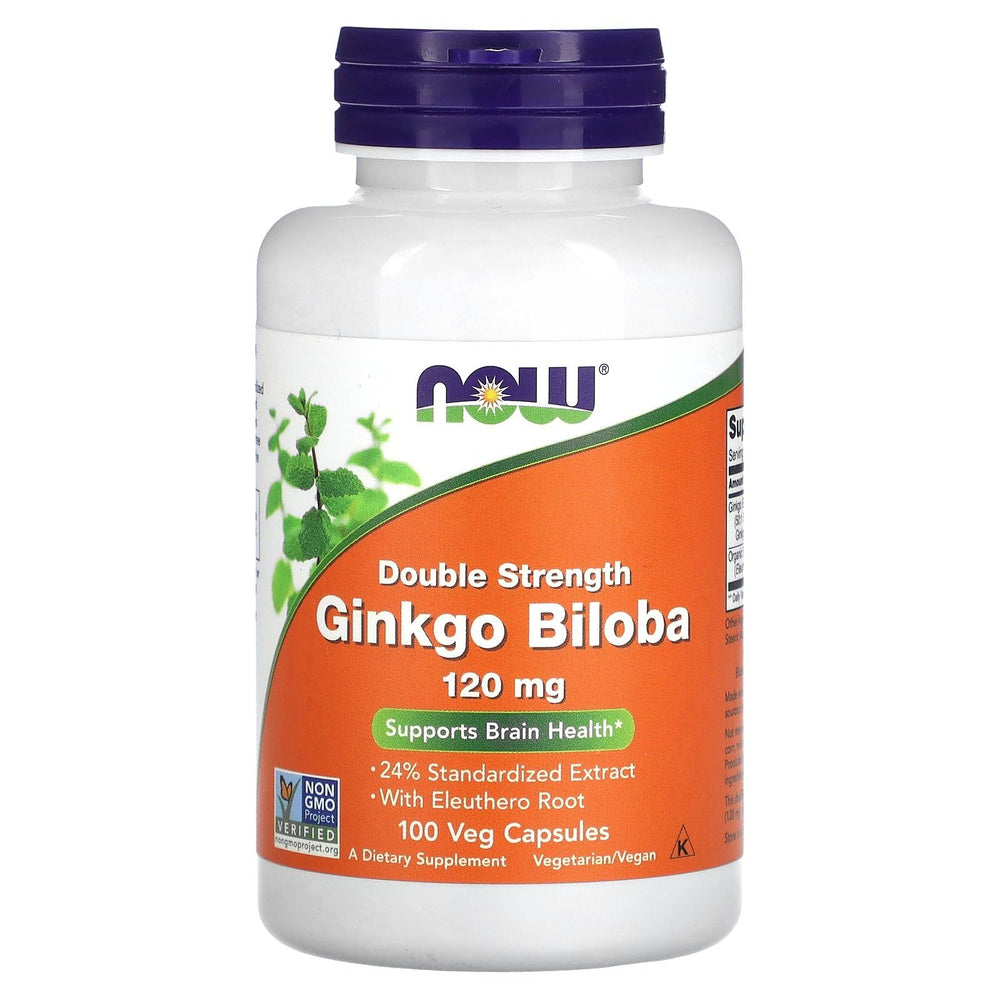 NOW Foods Ginkgo Biloba 120 mg 100-vegetarian capsules bottle product image