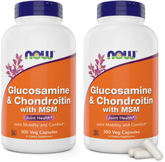 Front view of NOW Foods Glucosamine & Chondroitin with MSM, 300 Capsules (Pack of 2) bottle(s)