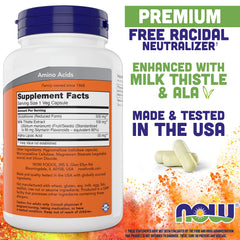 NOW Glutathione 500 mg bottle back label